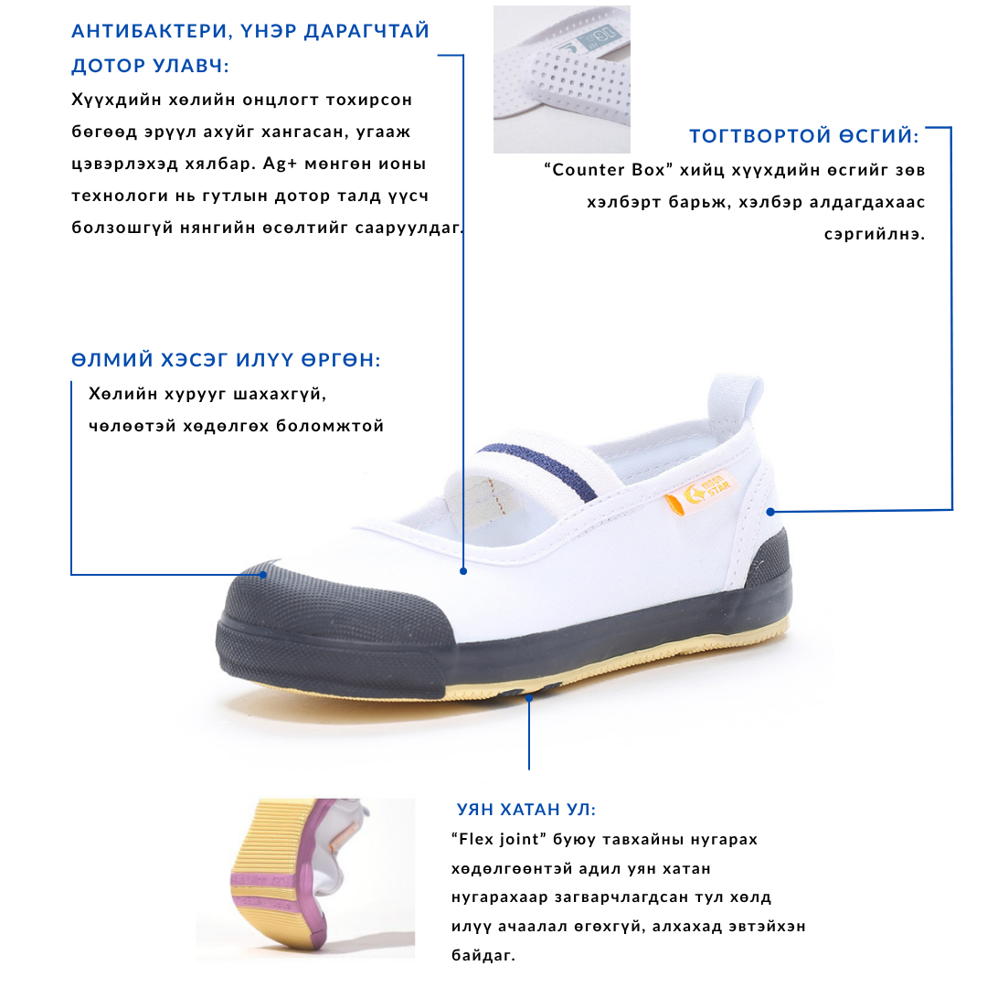 Цэцэрлэг, анги танхимд өмсөх гутал